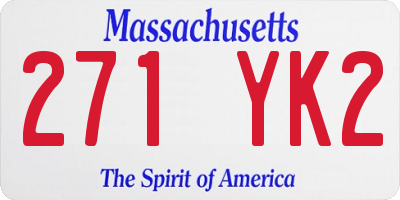 MA license plate 271YK2