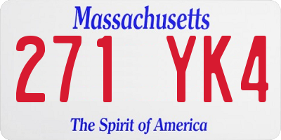 MA license plate 271YK4