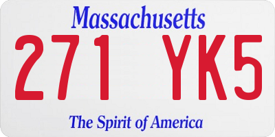 MA license plate 271YK5