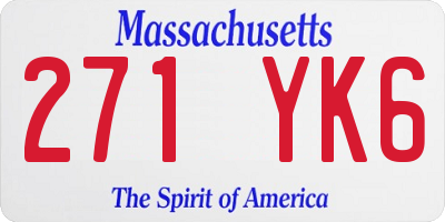 MA license plate 271YK6