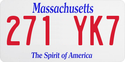 MA license plate 271YK7