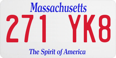 MA license plate 271YK8