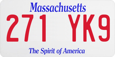 MA license plate 271YK9