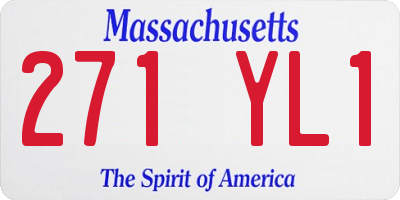 MA license plate 271YL1
