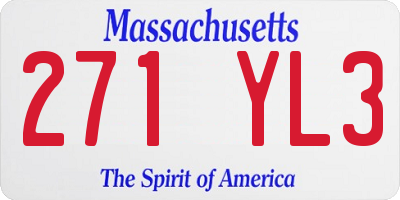 MA license plate 271YL3