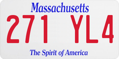 MA license plate 271YL4