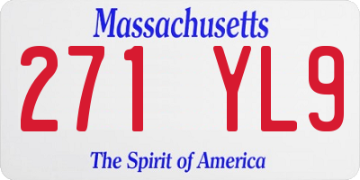 MA license plate 271YL9