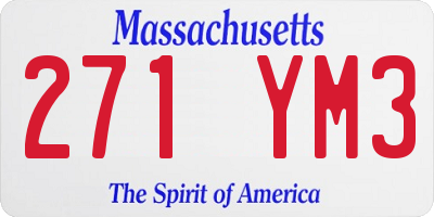 MA license plate 271YM3