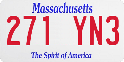 MA license plate 271YN3