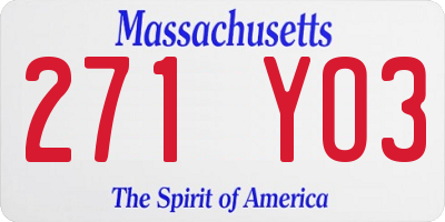 MA license plate 271YO3