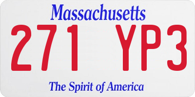 MA license plate 271YP3
