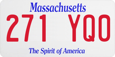 MA license plate 271YQ0