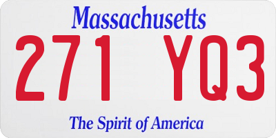MA license plate 271YQ3