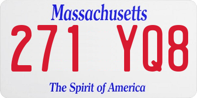 MA license plate 271YQ8
