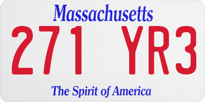 MA license plate 271YR3