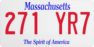 MA license plate 271YR7