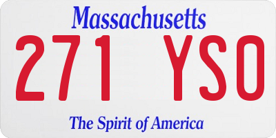 MA license plate 271YS0