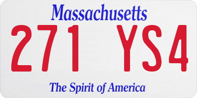 MA license plate 271YS4
