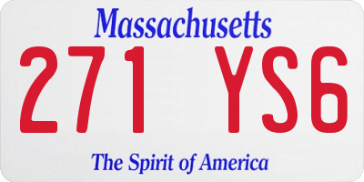 MA license plate 271YS6
