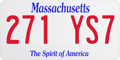MA license plate 271YS7