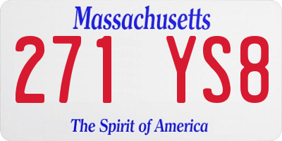 MA license plate 271YS8