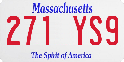 MA license plate 271YS9