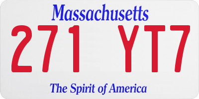 MA license plate 271YT7