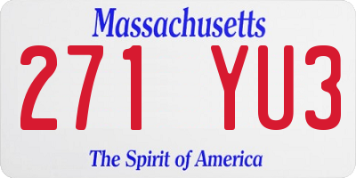 MA license plate 271YU3