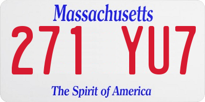 MA license plate 271YU7