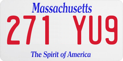 MA license plate 271YU9