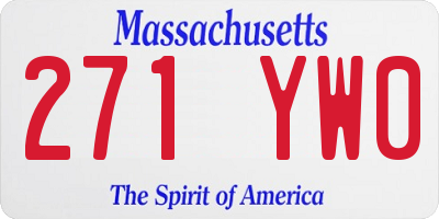 MA license plate 271YW0