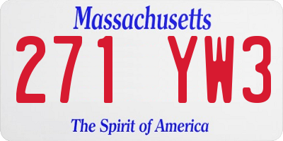 MA license plate 271YW3