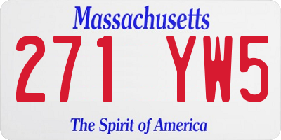 MA license plate 271YW5