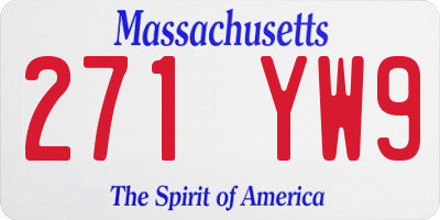 MA license plate 271YW9
