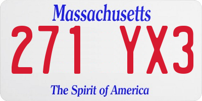 MA license plate 271YX3