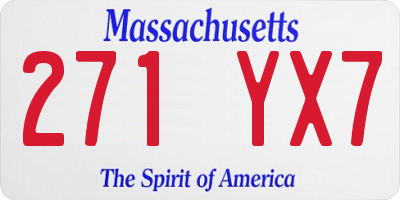 MA license plate 271YX7