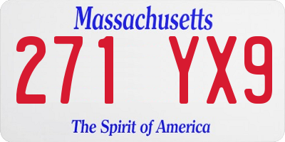 MA license plate 271YX9
