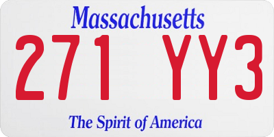 MA license plate 271YY3