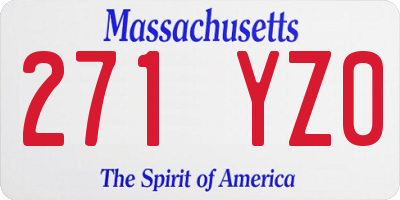 MA license plate 271YZ0