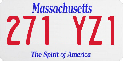 MA license plate 271YZ1