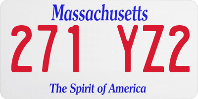 MA license plate 271YZ2
