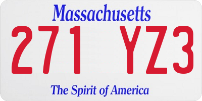 MA license plate 271YZ3