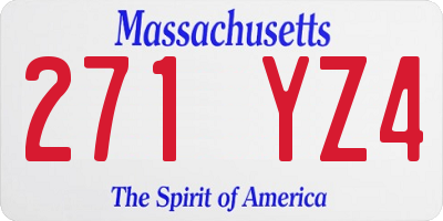 MA license plate 271YZ4