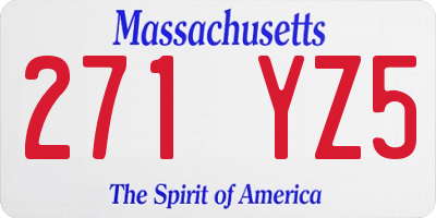 MA license plate 271YZ5