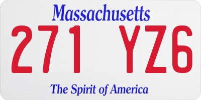 MA license plate 271YZ6