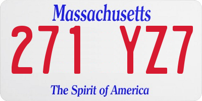 MA license plate 271YZ7