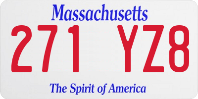 MA license plate 271YZ8