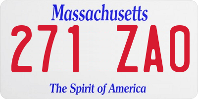 MA license plate 271ZA0