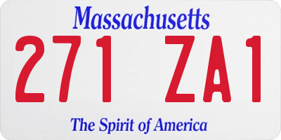 MA license plate 271ZA1