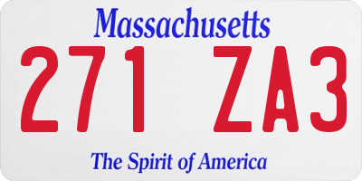 MA license plate 271ZA3